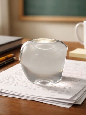 Clear Glass Sliced Apple Paperweight